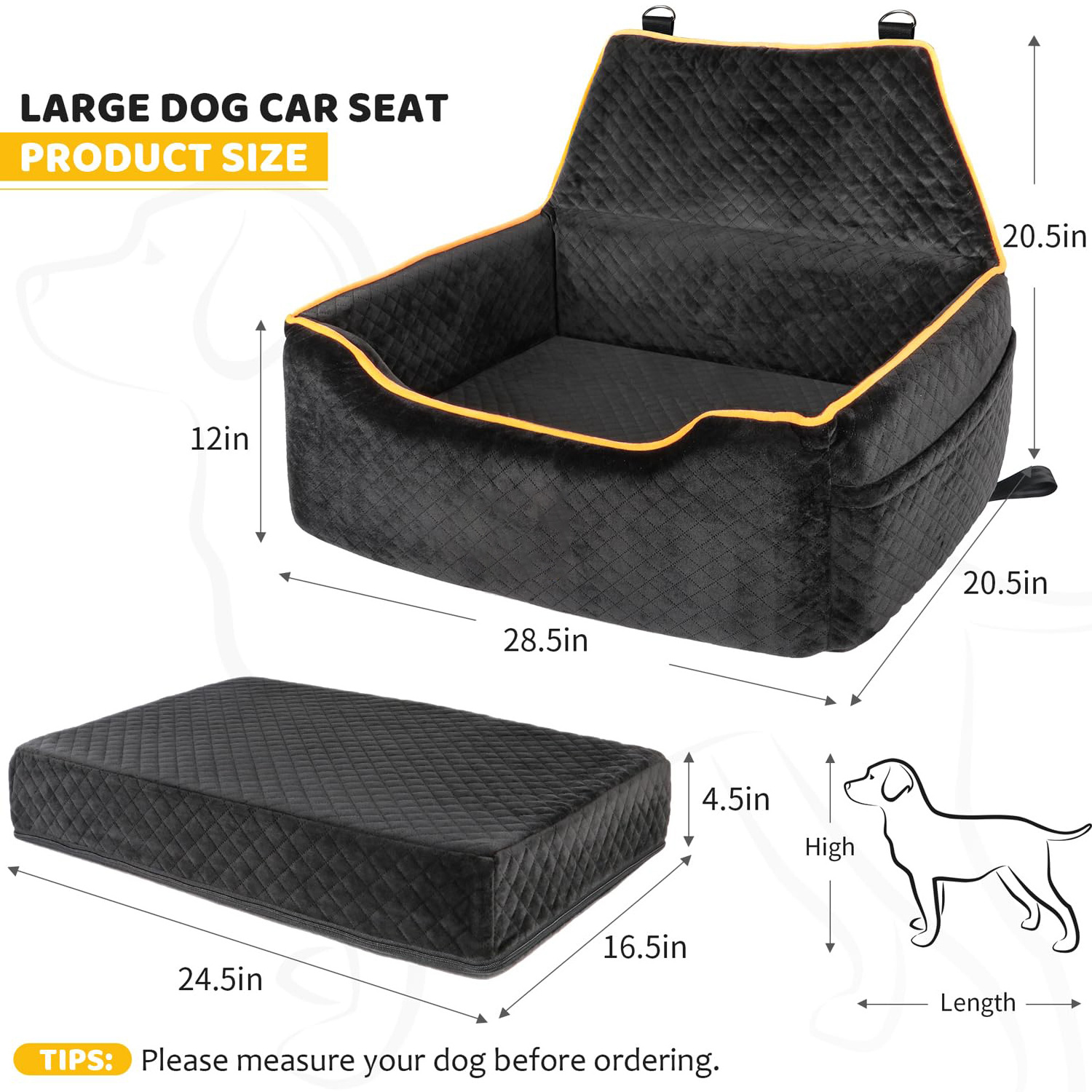 Factory OEM Dog Car Seat Large Medium Dogs Pet Booster Seat Under 25kg or 2 Small Pet Removable and Washable Travel Dog Seat