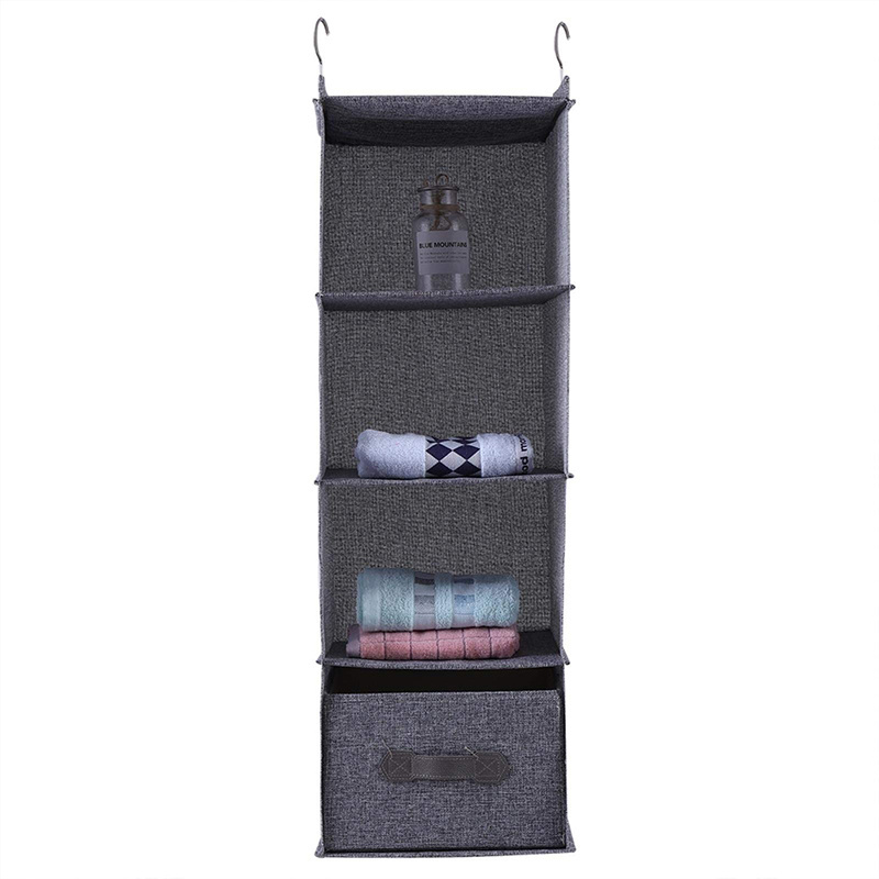 Hanging Wardrobe Organiser Hanging Wardrobe Storage Clothes  Holder 4 Shelves with Drawer