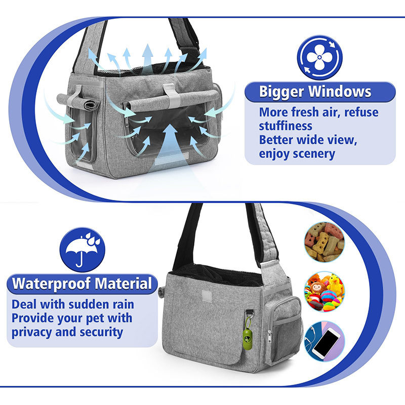 Travel Dog Sling Carrier  Bag Medium Dogs Small Dogs Large Cats Pet Carrier Sling with Breathable Windows