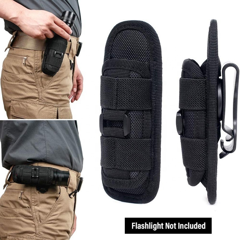 Tactical Flashlight Pouch Holster Rotatable Flashlight Holder Belt Clip Tactical Torch Carry Case