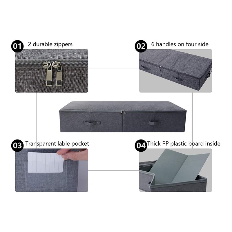 Foldable Storage Box For Bedding clothing Blankets Pillows Foldable Underbed Storage Container Zipped Storage Organizer