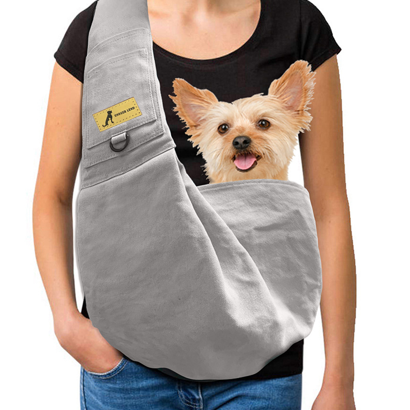 Dog and Cat Sling Carrier Hands Free Reversible Pet Papoose Bag Soft Pouch and Tote Design Bag