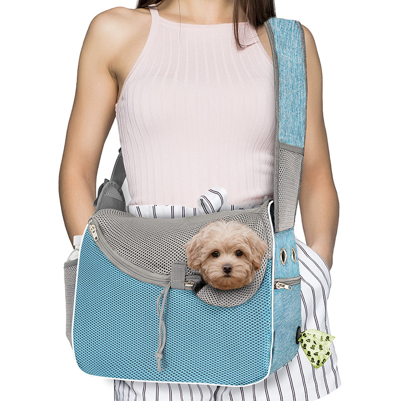 Small Dog Sling Carrier, Soft-Sided Puppy Carrying Purse Bag, Adjustable Sling Pet Pouch to Wear Medium pet for Travel