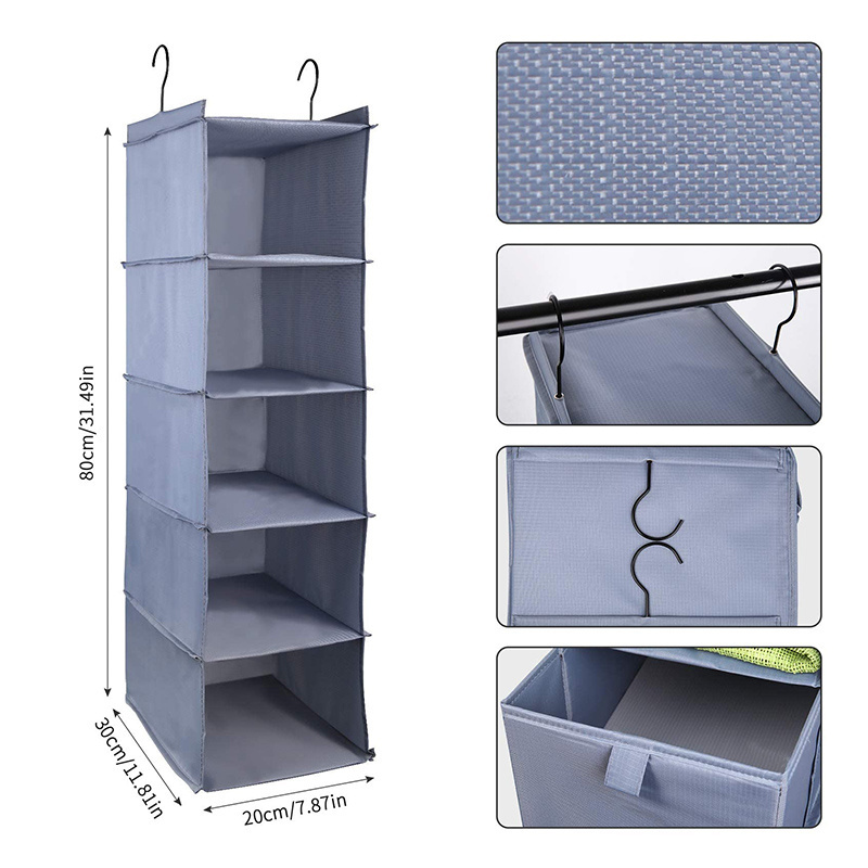 Hanging Shelf, 5 Compartments and One Drawer, Cupboard Organiser