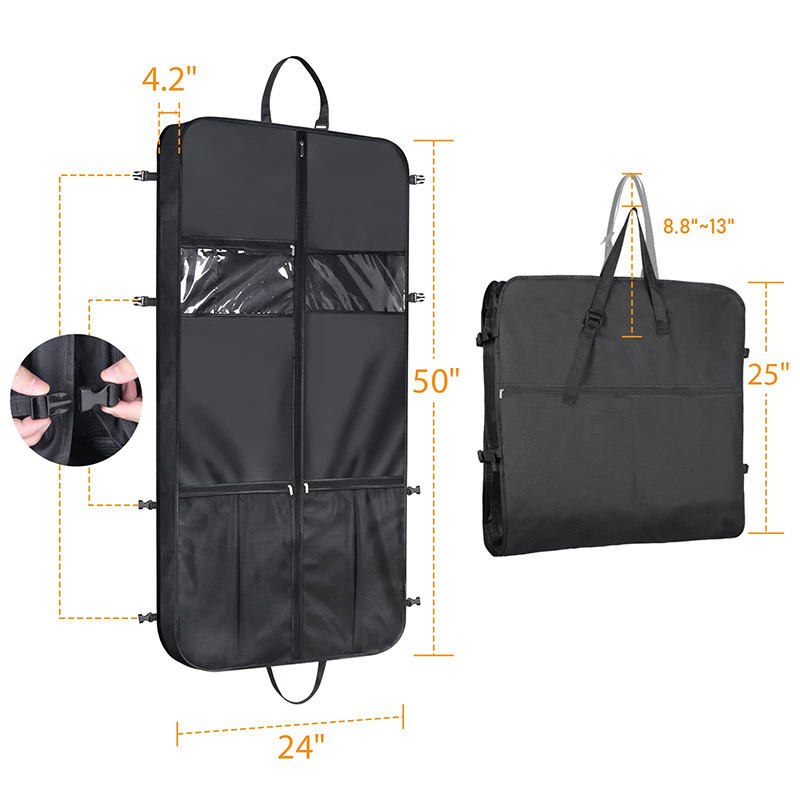 Travel Custom LOGO hanging garment bag travel Heavy Duty Garment Bag w/Pocket for Suits Tuxedos Dresses Coats Suit Cover