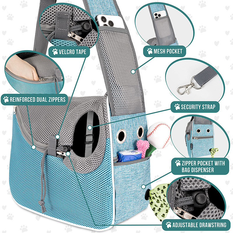 Small Dog Sling Carrier, Soft-Sided Puppy Carrying Purse Bag, Adjustable Sling Pet Pouch to Wear Medium pet for Travel