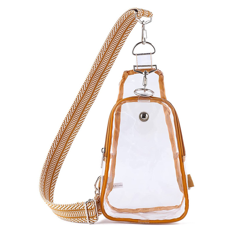 Clear Sling Bag with Embroidered Strap Waterproof Transparent Crossbody Bag Pretty Makeup