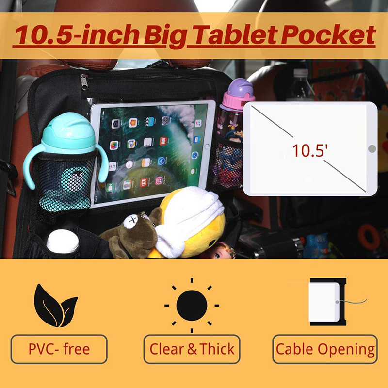 Car Organizer with Tablet Holder Car Seat Protector for Road Trips Car Storage and Organizers for Kids  with Tablet Holder