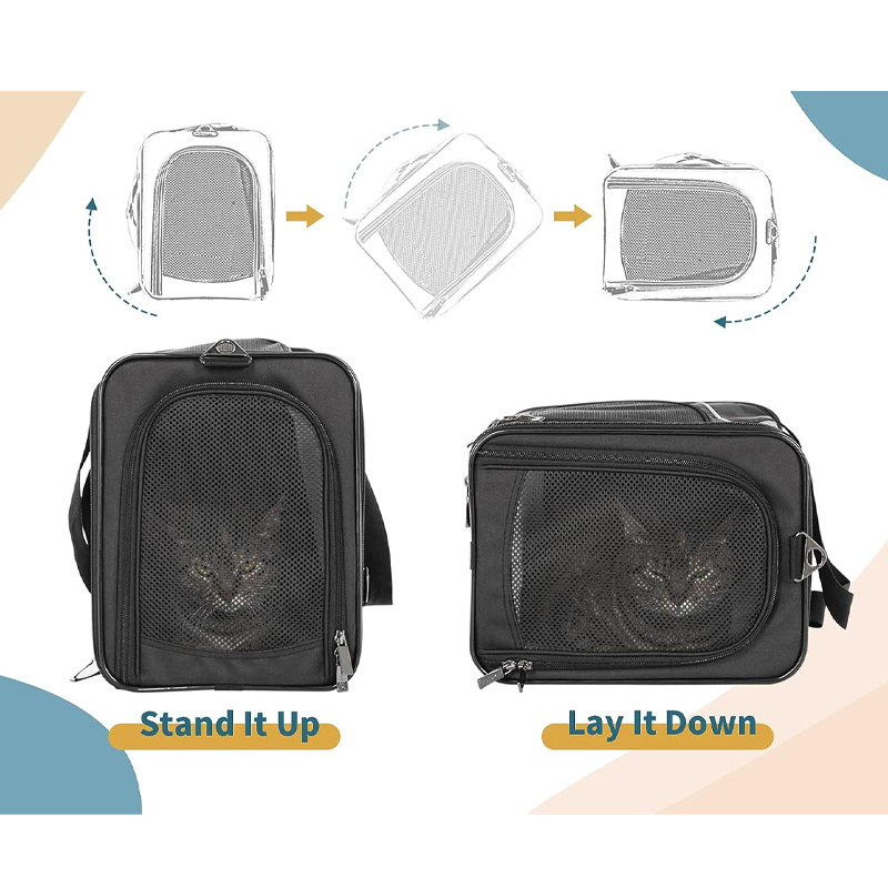 Two-Way Placement Pet Carrier Airline Approved, Cat Carriers for Kittens Puppies Rabbit Hamsters Washable