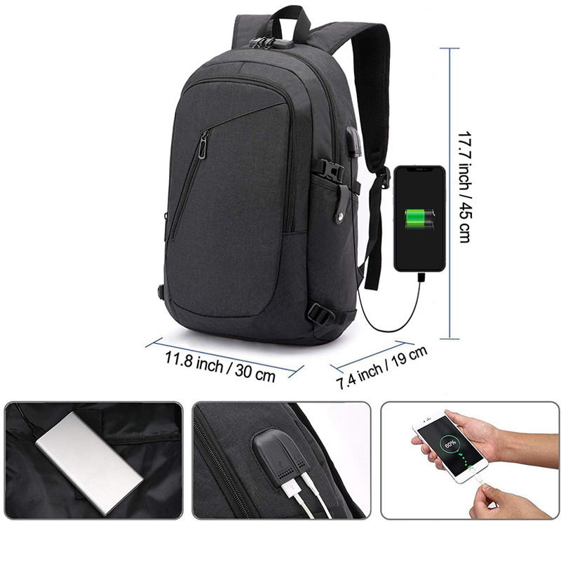 Anti Theft Laptop Backpack Business Travel Backpack Bag with USB Charging Port Lock