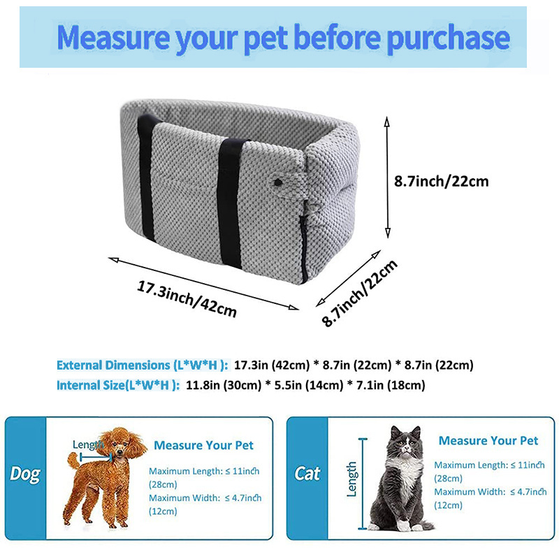 Dog Console Car Seat Dog Cat Booster Seat On Car Armrest Travel Car Carrier Bed for Cat and Small Dog Pet carrier Bag