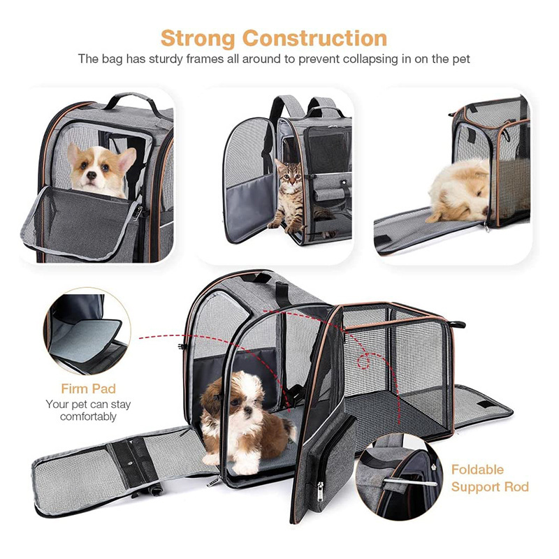 Expandable Pet Carrier Backpack for Small Dogs Medium Cats Foldable Puppy Backpack Carrier for Travel Dog Carrier Backpack