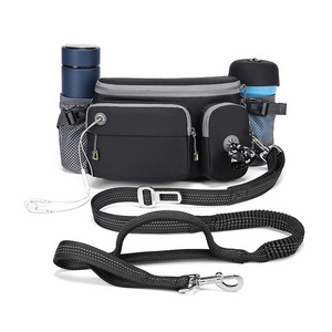 4-in-1 Hands Free Dog Zero Shock Absorbing Bungee Leash with a Multifunctional fanny pack waist bag