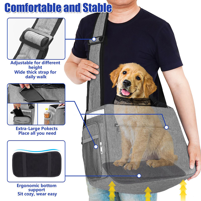 Travel Dog Sling Carrier  Bag Medium Dogs Small Dogs Large Cats Pet Carrier Sling with Breathable Windows