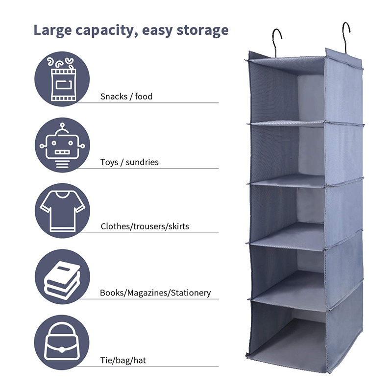 Hanging Shelf, 5 Compartments and One Drawer, Cupboard Organiser