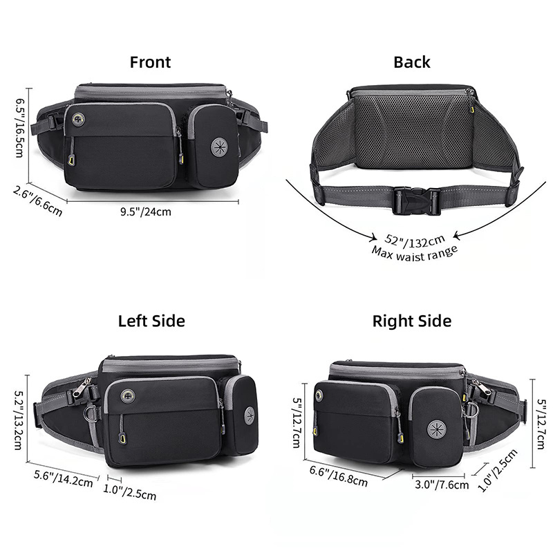 4-in-1 Hands Free Dog Zero Shock Absorbing Bungee Leash with a Multifunctional fanny pack waist bag