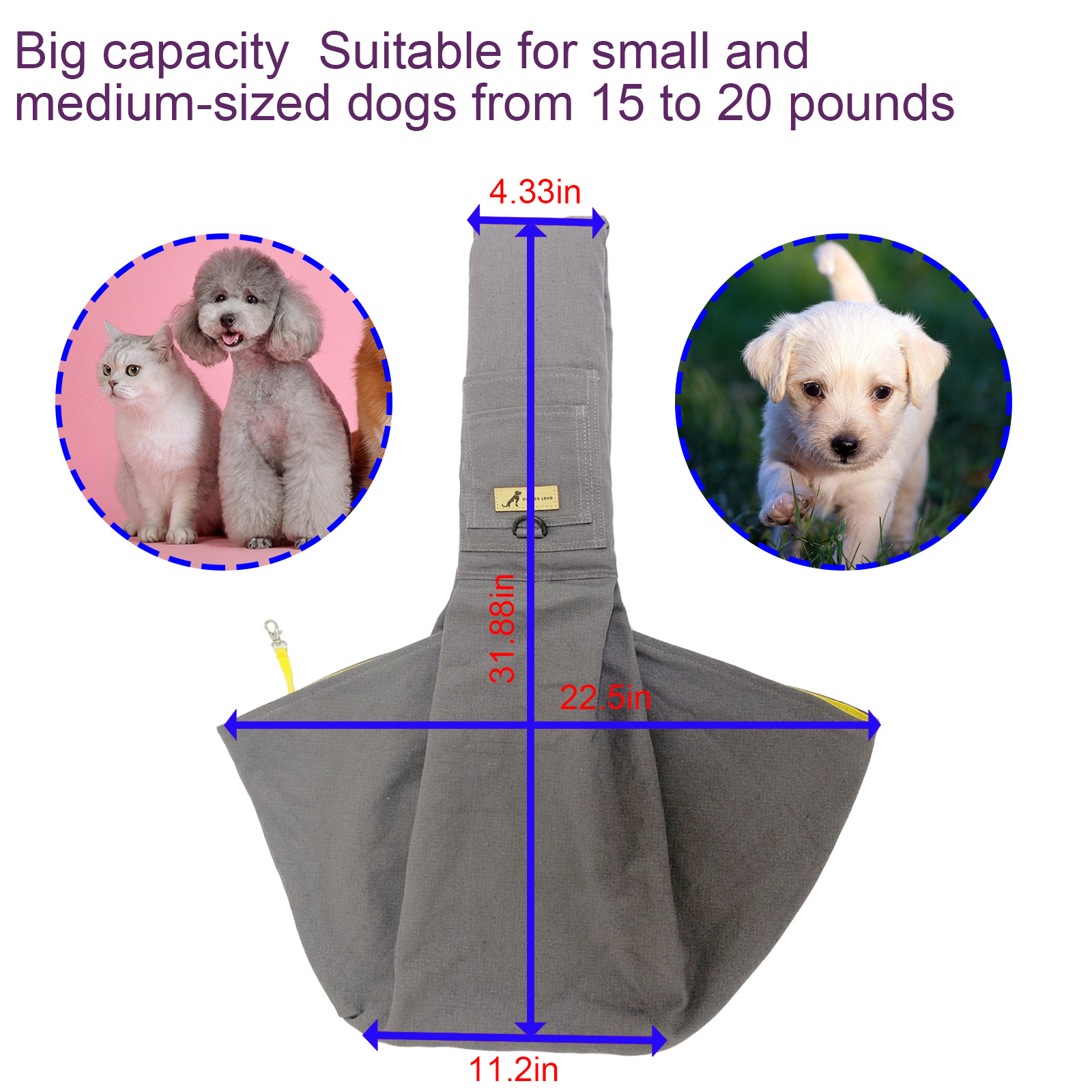 Dog and Cat Sling Carrier Hands Free Reversible Pet Papoose Bag Pet Shoulder Cases