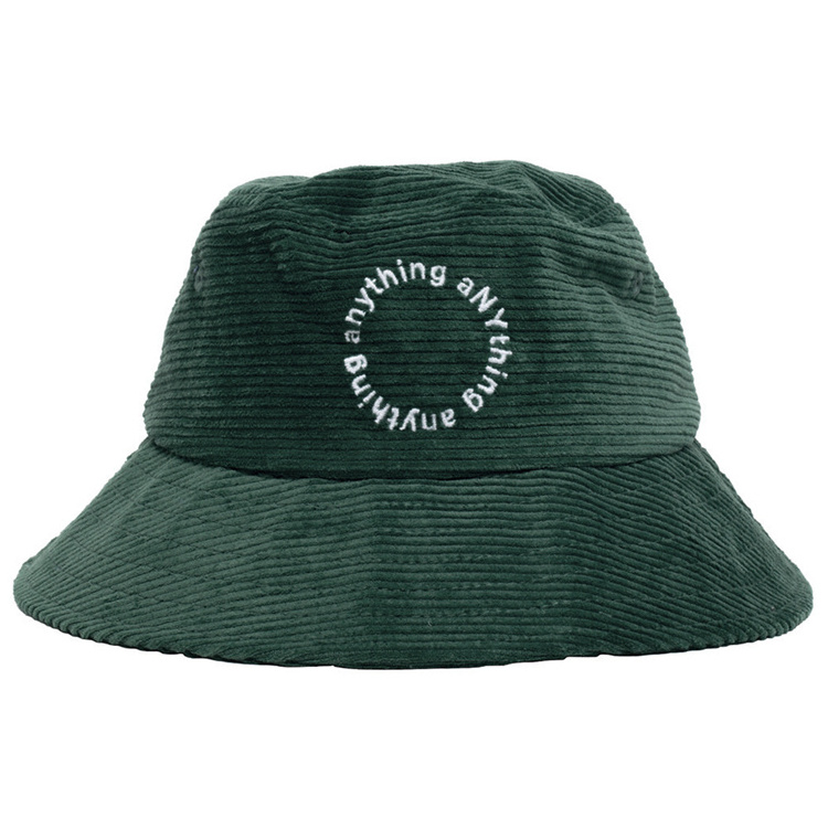 Custom Corduroy Embroidery Fitted Cotton Cap Bucket Hat