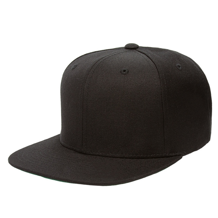 Custom 3D Logo Font Mens Black 6 Panel Snap Back Flat Brim Caps Mesh Snapback Cap