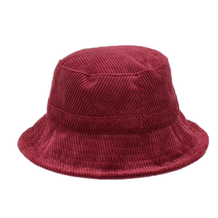 Custom Corduroy Embroidery Fitted Cotton Cap Bucket Hat