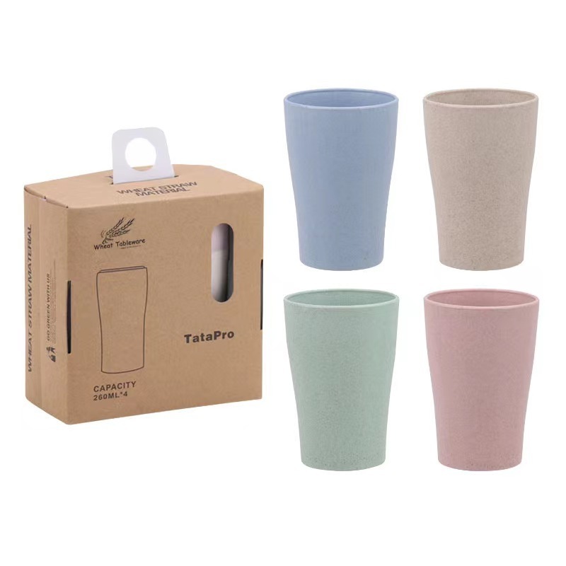 Eco-friendly Unbreakable Reusable Cereal Cup Wheat Straw Drink Cup Set Multi color And Dishwasher Safe