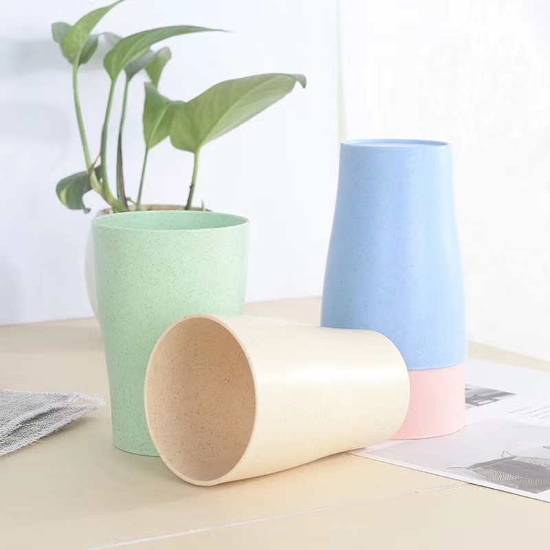 Eco-friendly Unbreakable Reusable Cereal Cup Wheat Straw Drink Cup Set Multi color And Dishwasher Safe