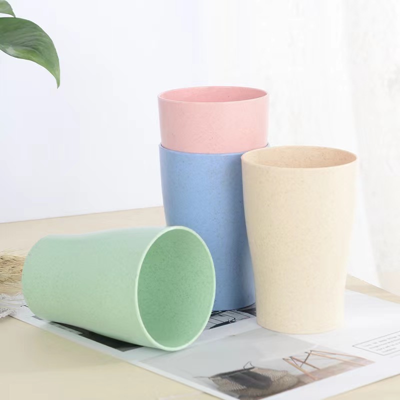 Eco-friendly Unbreakable Reusable Cereal Cup Wheat Straw Drink Cup Set Multi color And Dishwasher Safe