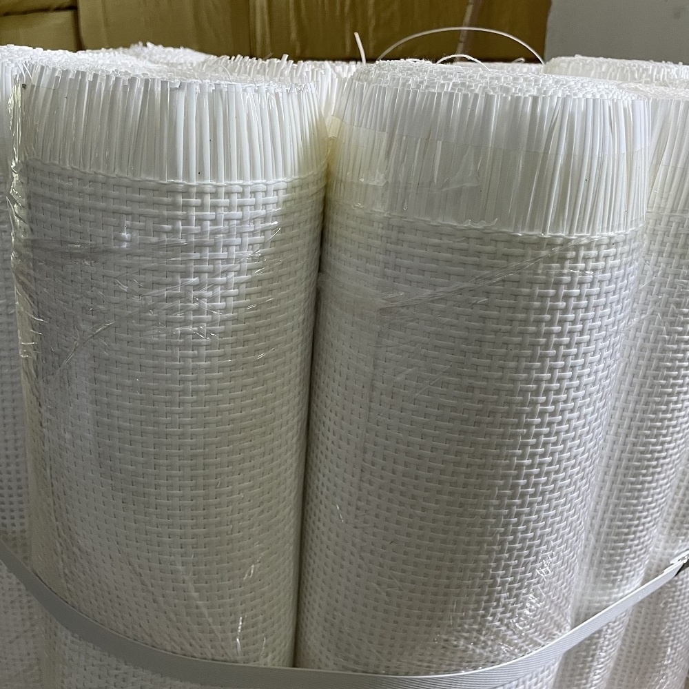 Plastic rattan webbing roll square mesh white colour for garden furniture