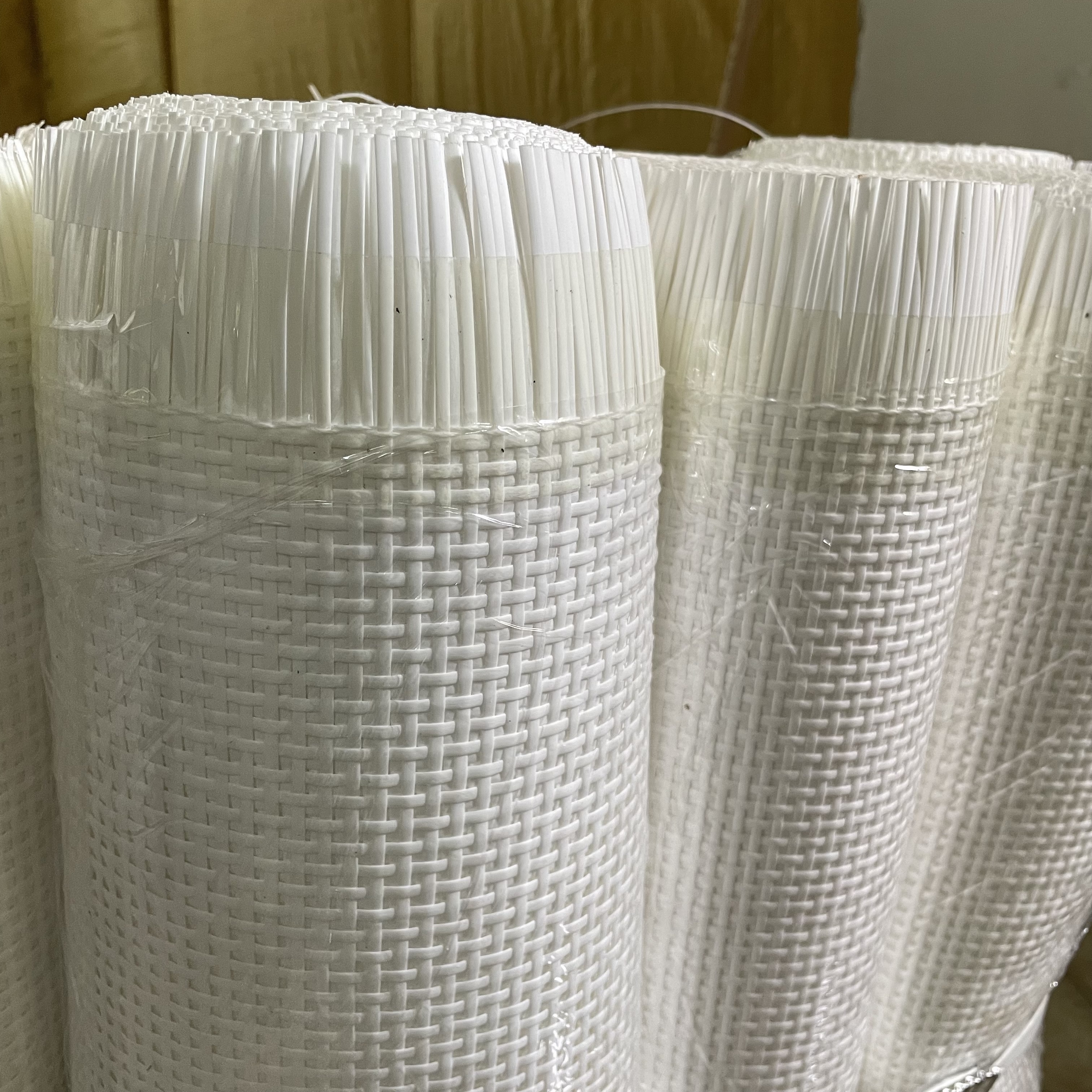 Plastic rattan webbing roll square mesh white colour for garden furniture