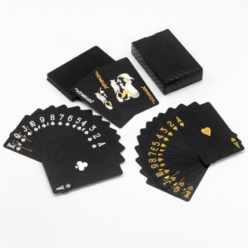 High Quality Custom Playing Cards Printing Poker Pvc Waterproof Plastic Gold Black Playing Cards In Bulk