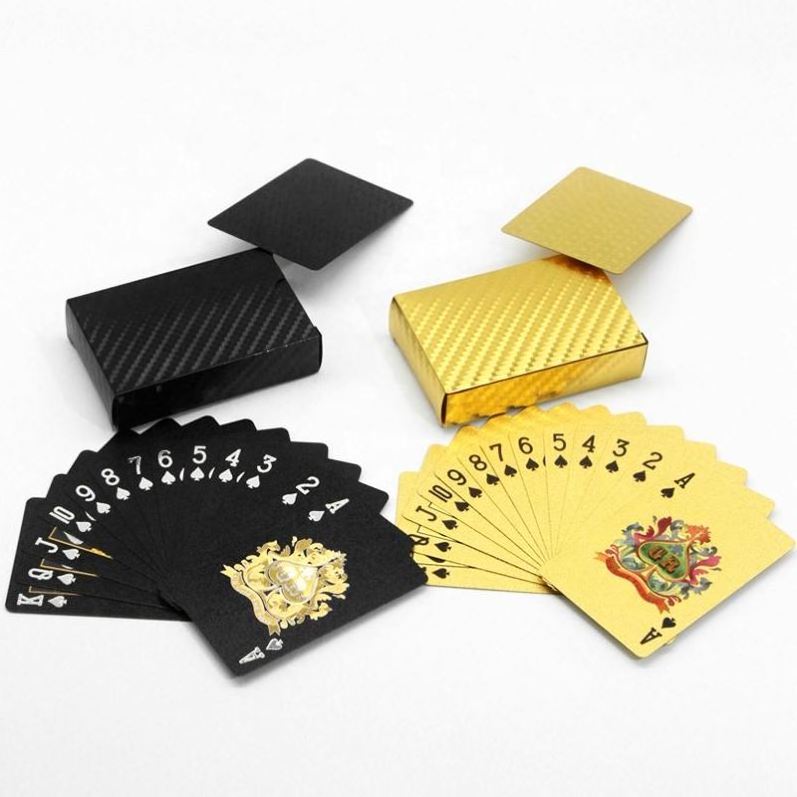 High Quality Custom Playing Cards Printing Poker Pvc Waterproof Plastic Gold Black Playing Cards In Bulk