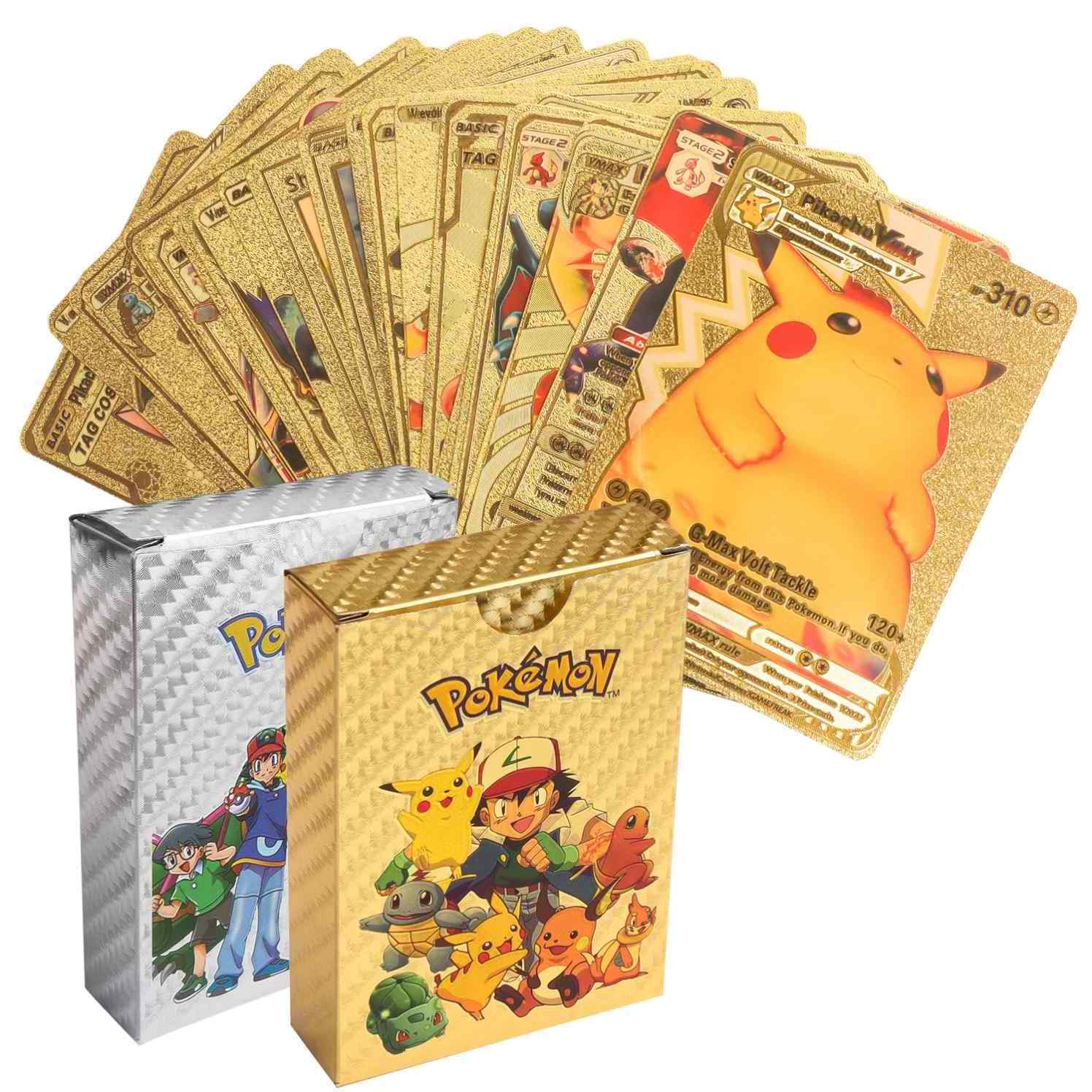 2023 Best Selling Gold Pokmon Cards 55 Pcs Pokmon Booster Box Card Pokmon Trading Playing Cards Game