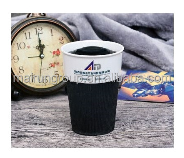 Promotional water bottle PP high definition printing travel plastic coffee cup with silicone lid sleeve