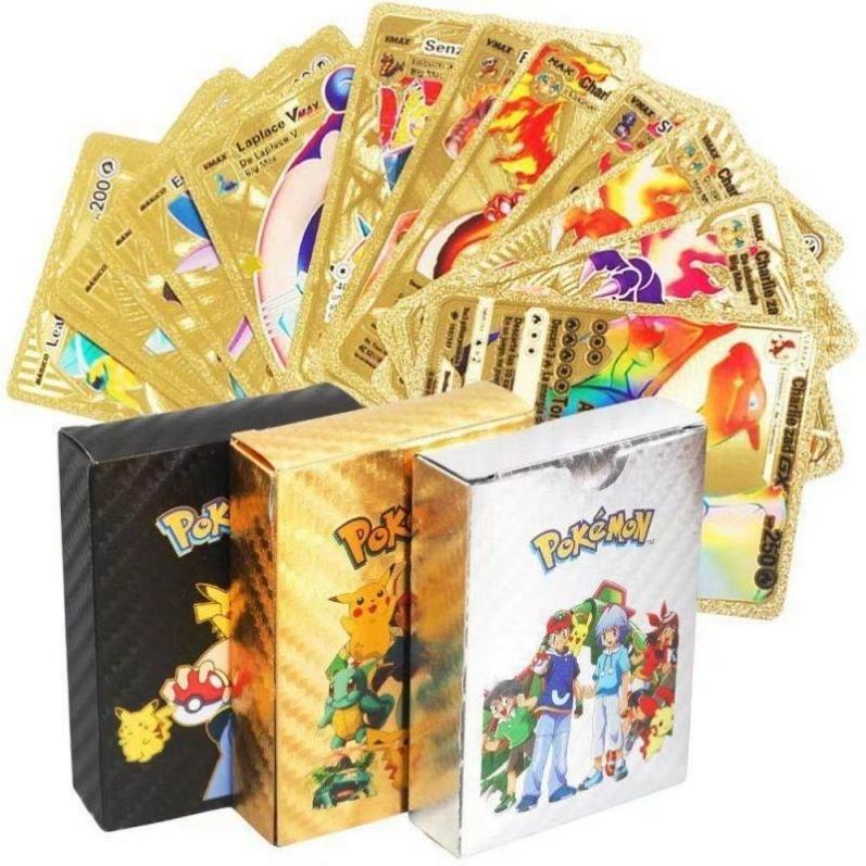 2022 Hot Sale English 55pcs Box Gold Venusaur Fake Pokemon Trading Game Cards For Sale