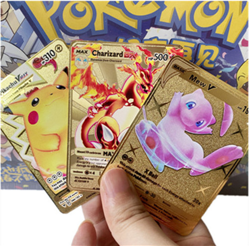 Fast Shipping Custom New Charizard Pikachu Vmax GX Gold Card Metal Custom Trading Cards for Pokem0n Game