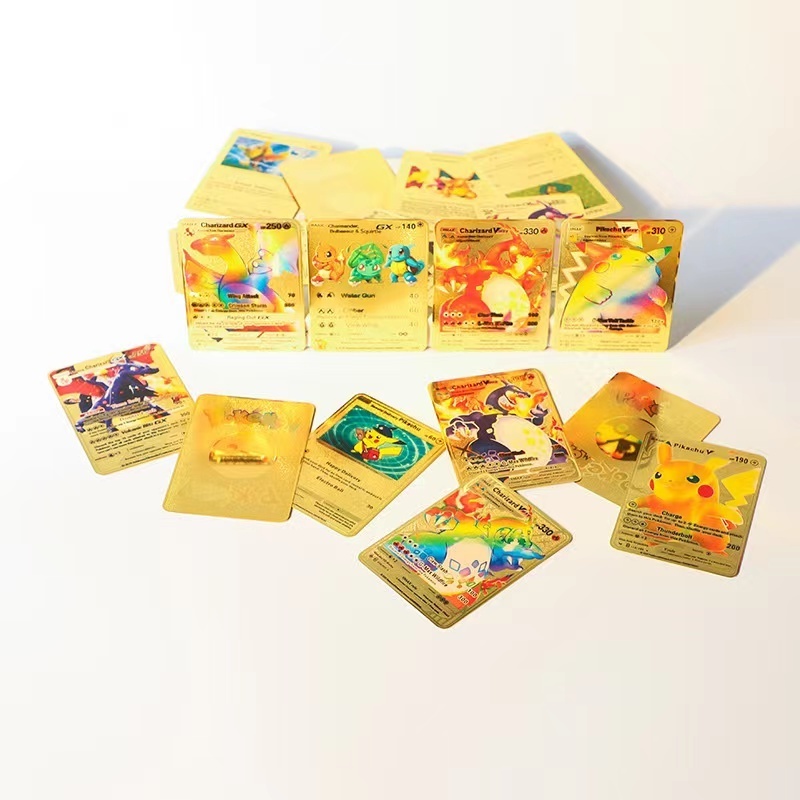 2023 Hot Sale Pokemoned metal cards Pocket Monster cards anime characters series poke-mon Playing Cards 1st Edition Charizard