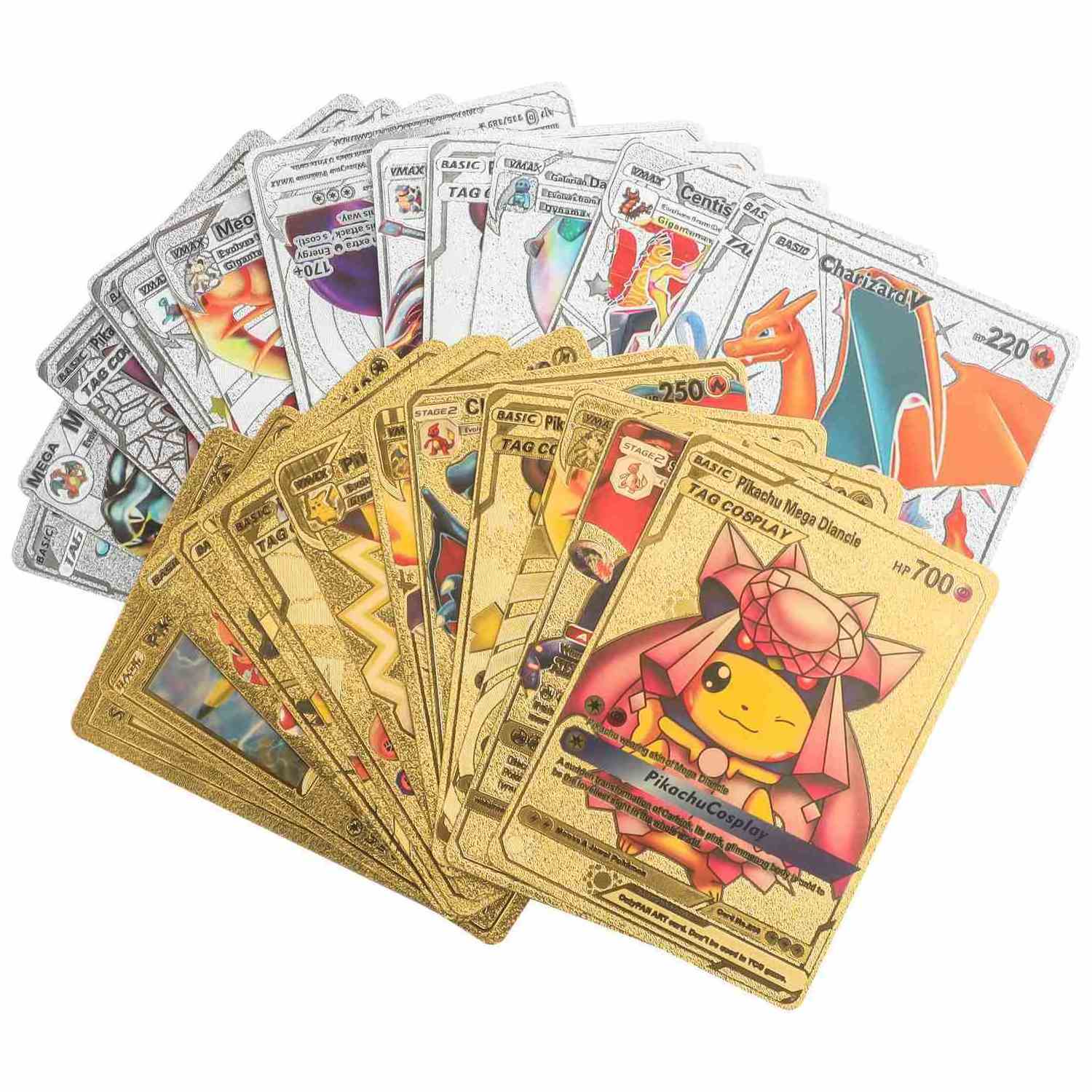 2023 Best Selling Gold Pokmon Cards 55 Pcs Pokmon Booster Box Card Pokmon Trading Playing Cards Game