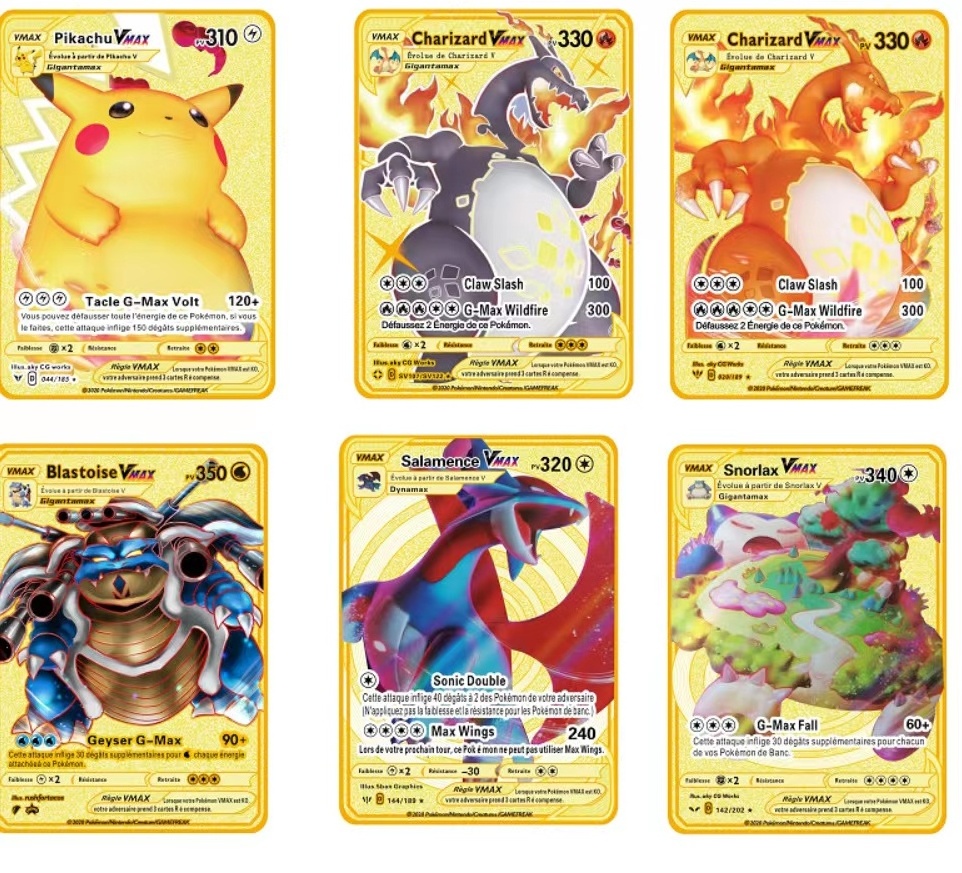 2023 Hot Sale Pokemoned metal cards Pocket Monster cards anime characters series poke-mon Playing Cards 1st Edition Charizard