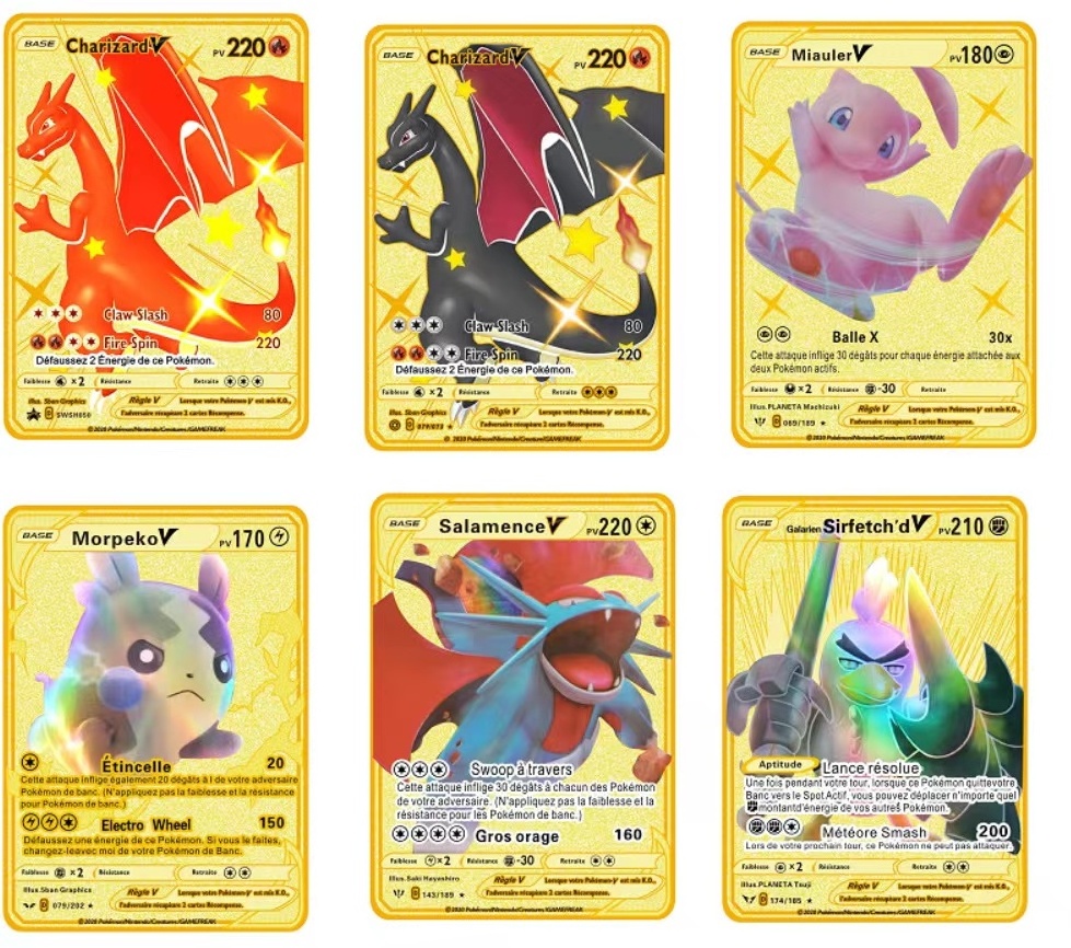 2023 Hot Sale Pokemoned metal cards Pocket Monster cards anime characters series poke-mon Playing Cards 1st Edition Charizard