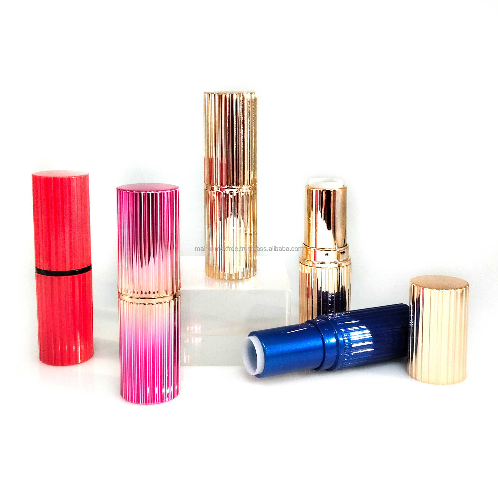 Maxfree Aluminum empty rose gold lip balm packaging , lip stick container case , rose gold lipstick tube