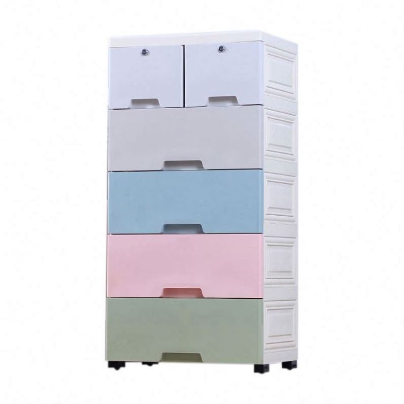 Custom Living  Room Multi functional Multi layer drawer plastic cabinet storage 5 drawers with wheels