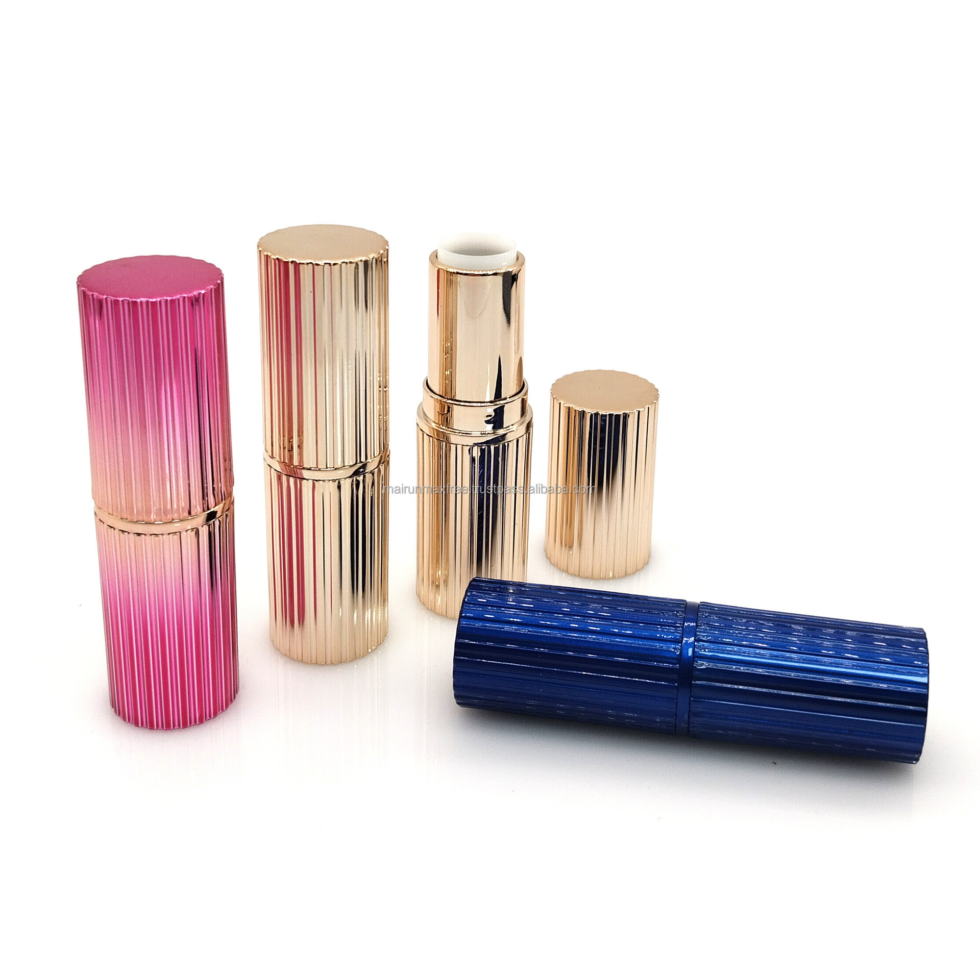 Maxfree Aluminum empty rose gold lip balm packaging , lip stick container case , rose gold lipstick tube