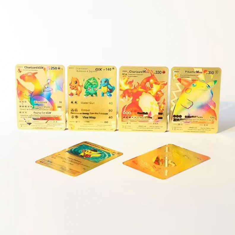 100 Designs Taps Pokemoned Metal Tcg Golden Color Trading Card Game Pokemoned Cards Charizard GX