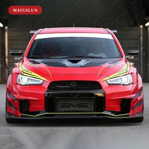 MAISALUN New Arrival Auto Parts V Style wide Body kit for Mitsubishi EVO X 2007y -2016y Front Bumper Rear Bumper Rear wing