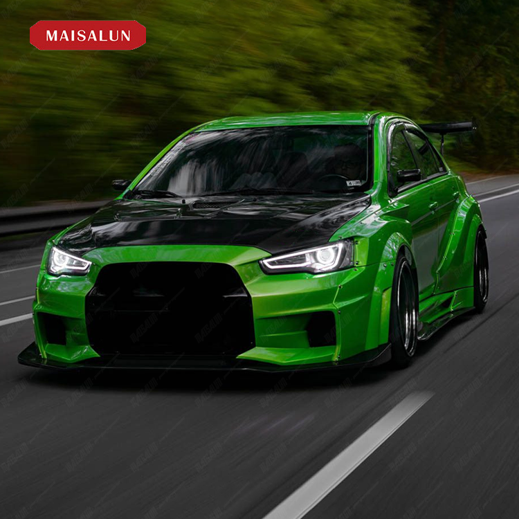 MAISALUN New Arrival Auto Parts V Style wide Body kit for Mitsubishi EVO X 2007y -2016y Front Bumper Rear Bumper Rear wing