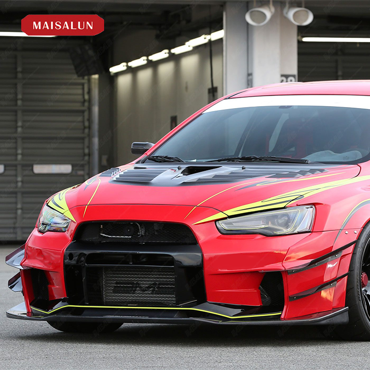 MAISALUN New Arrival Auto Parts V Style wide Body kit for Mitsubishi EVO X 2007y -2016y Front Bumper Rear Bumper Rear wing