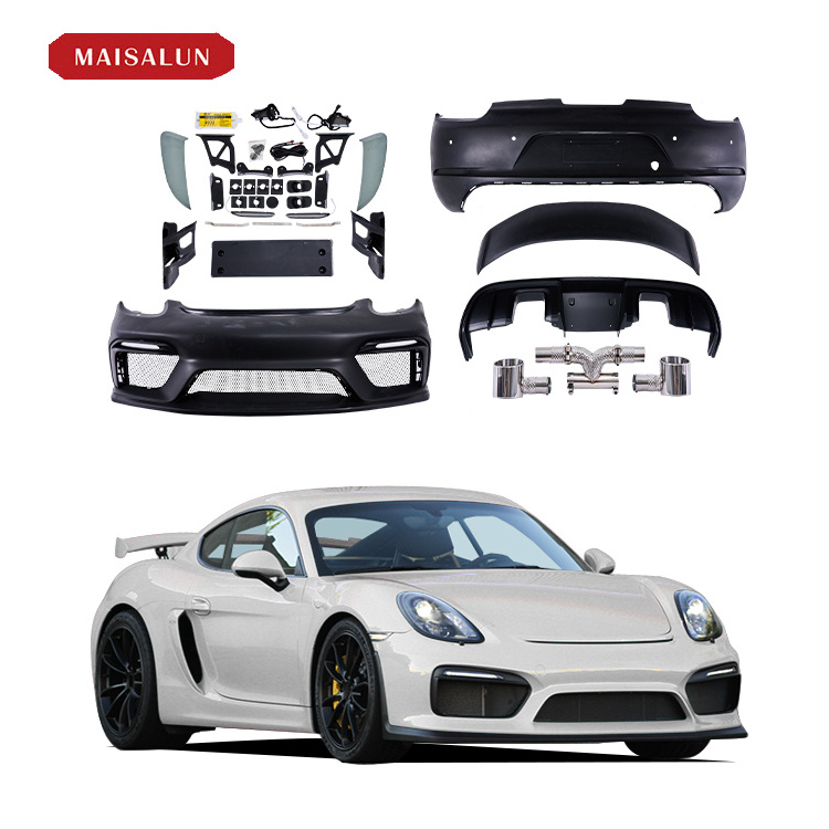 GT4 style body kit for porsche 987 cayman front rear bumper rear wing spoiler kits Boxster