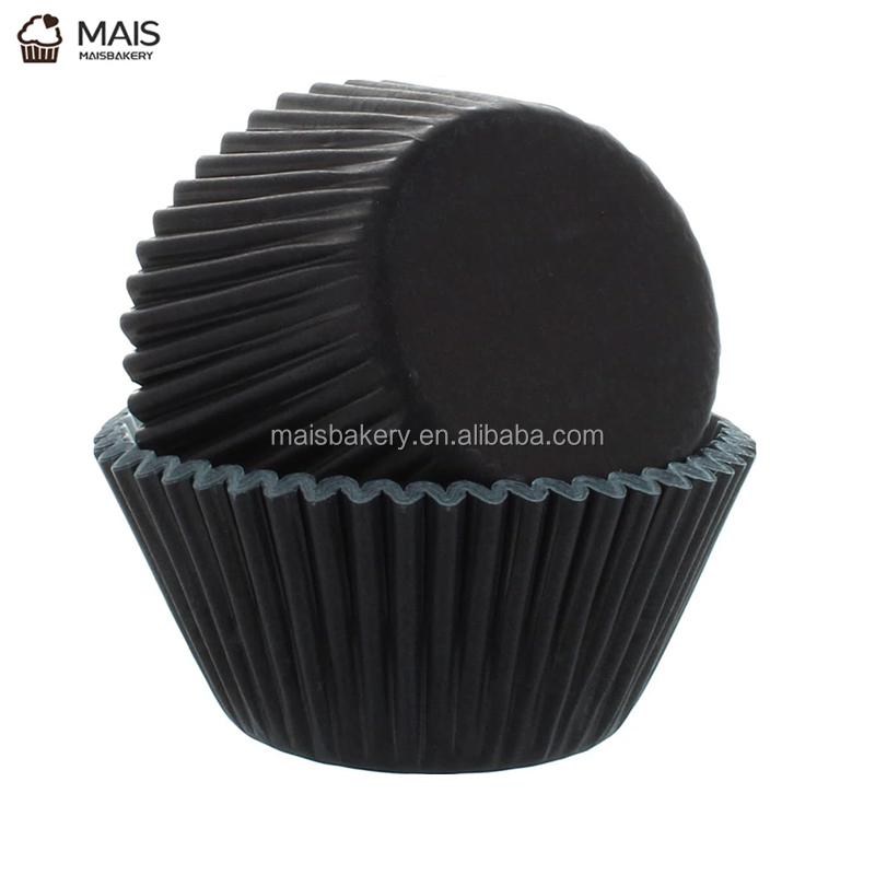 MaisBakery disposable greaseproof paper non stick single wall round black cupcake liners muffin cases paper muffin cake holder