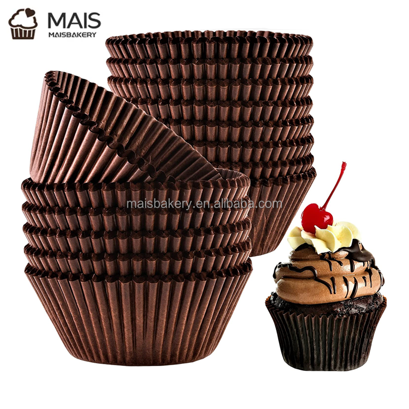 MaisBakery baking supplies brown disposable small muffin cupcake cases  mini chocolate cups cupcake liners muffin wrapper cases