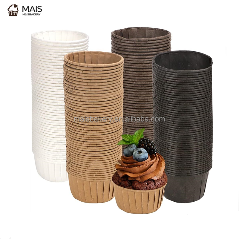 50pcs MaisBakery natural brown white paper muffin cases baking cupcake cups  paper tray holders liners